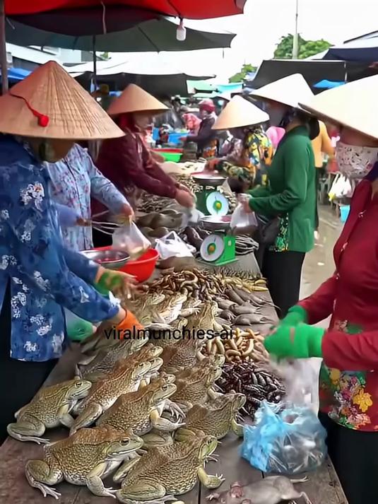 东南亚菜市场硬核食材秀：巨型青蛙、竹鼠与虫蛹揭秘
