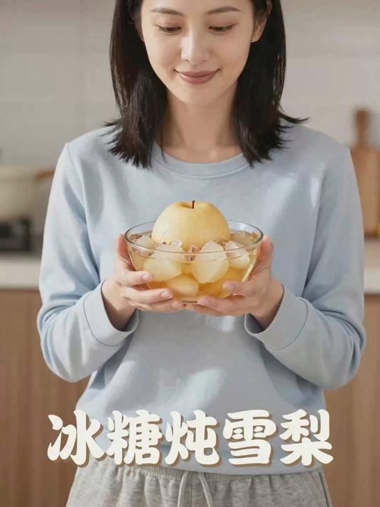 喉咙痛，喝一碗冰糖炖雪梨，滋润喉咙超舒服！
