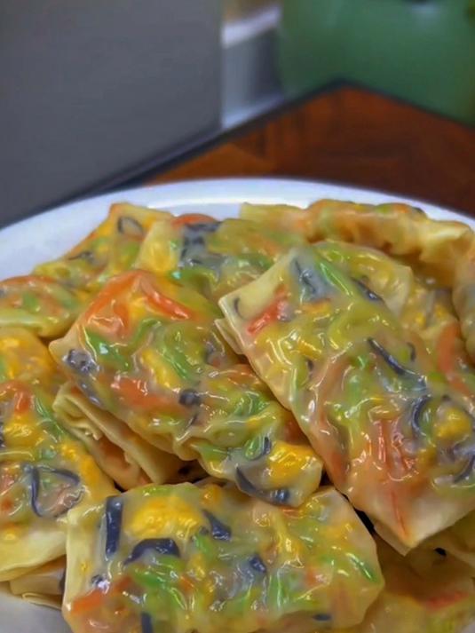 今天做的这个素馅蒸饺真的超好吃