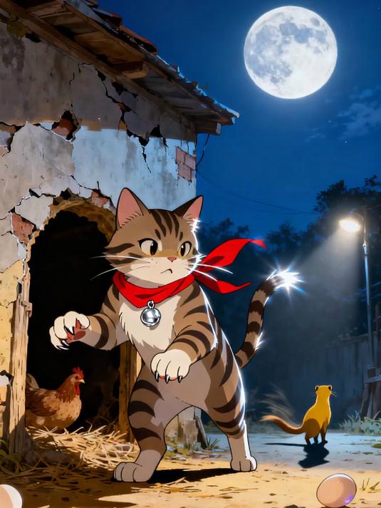 黄鼠狼打地洞偷鸡蛋，还是被猫猫发现了