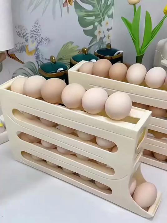 滑梯滚动鸡蛋收纳盒收纳家用冰箱侧门厨房取蛋神器