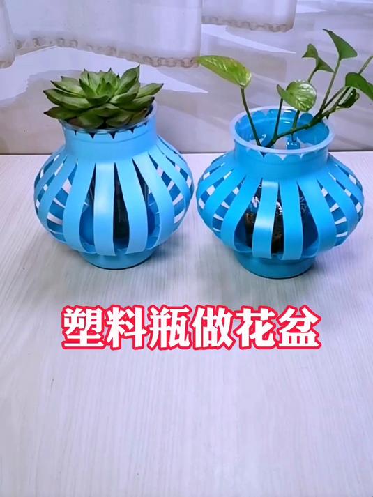 塑料瓶做简易花盆 手工 手工diy 变废为宝
