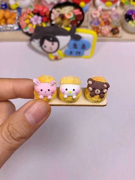 简单可爱的粘土迷你卡通泡芙，当然一看就会啦