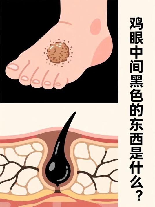 鸡眼中间黑色的东西是什么
