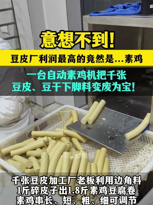 意想不到 豆皮厂利润最高的竟然是.素鸡 千张豆干下脚料变废为宝