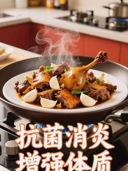 炒鸭肉大蒜瓣 抗菌消炎强体质