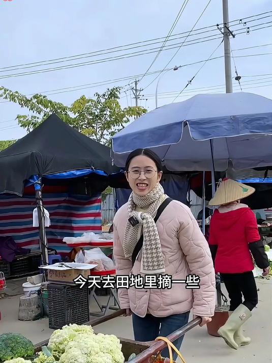 今天去田地里摘了一车爷爷自己种的菜花来赶集