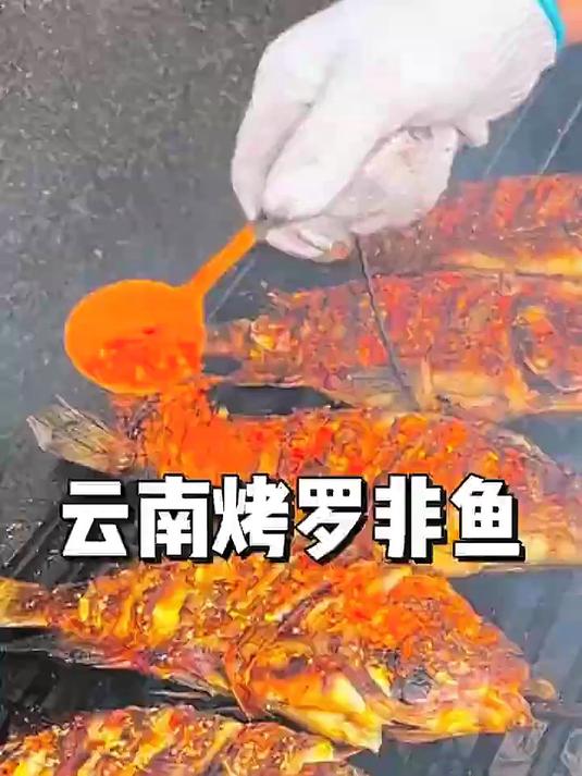 云南保山潞江坝赧湖的烤罗非鱼