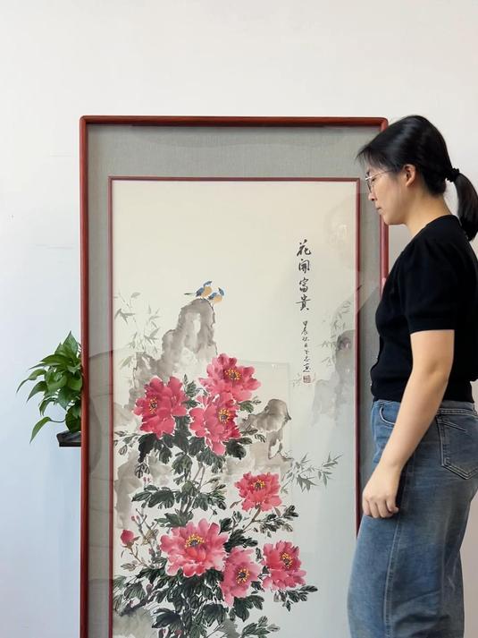 牡丹是家居挂画的必选题材,寓意富贵吉祥 国画 新中式挂画 牡丹