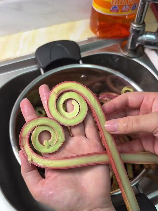 春天就是吃各种野菜的季节呀，这个红蕨菜也是好久没吃了