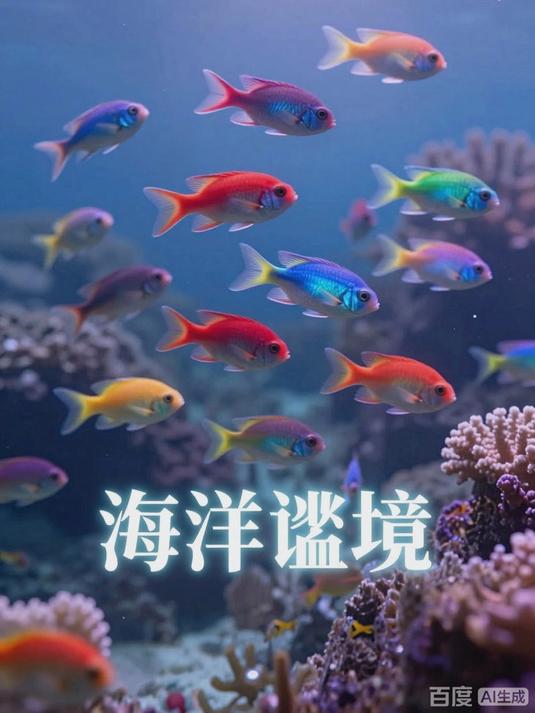 彩色小鱼群在珊瑚间悠闲穿梭