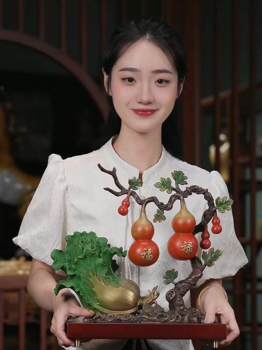 多福多财白菜葫芦摆件,送到心趴上的乔迁礼物走心有寓意