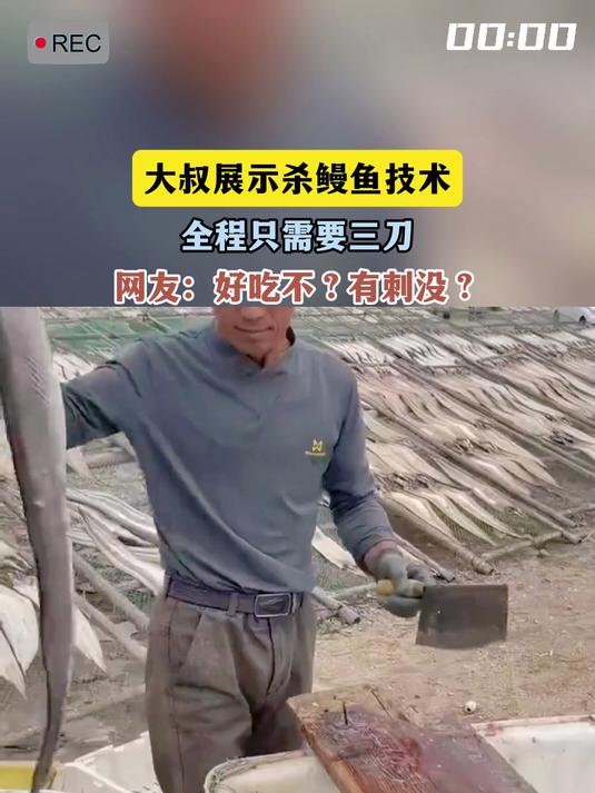大叔展示杀鳗鱼技术,全程只需要三刀,网友:好吃不?有刺没?