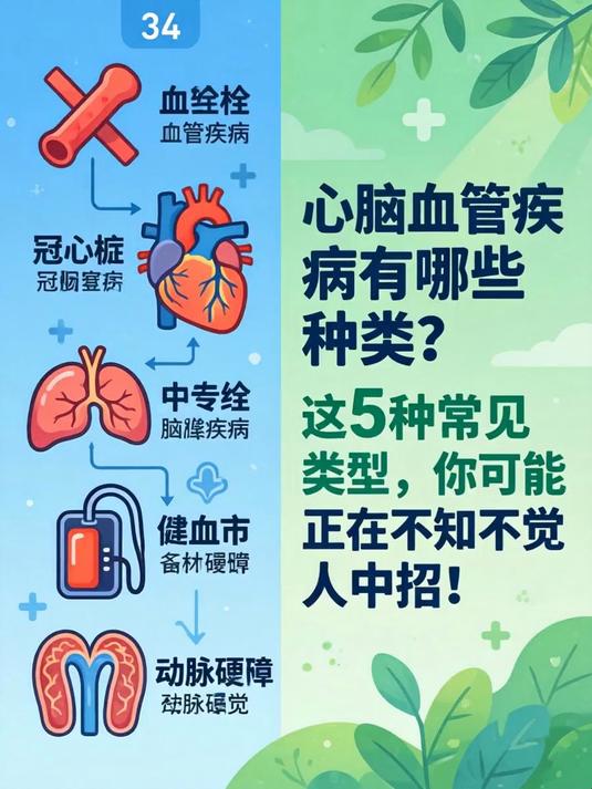 心脑血管疾病有哪些种类?这5种常见类型,你可能正在不知不觉中招!