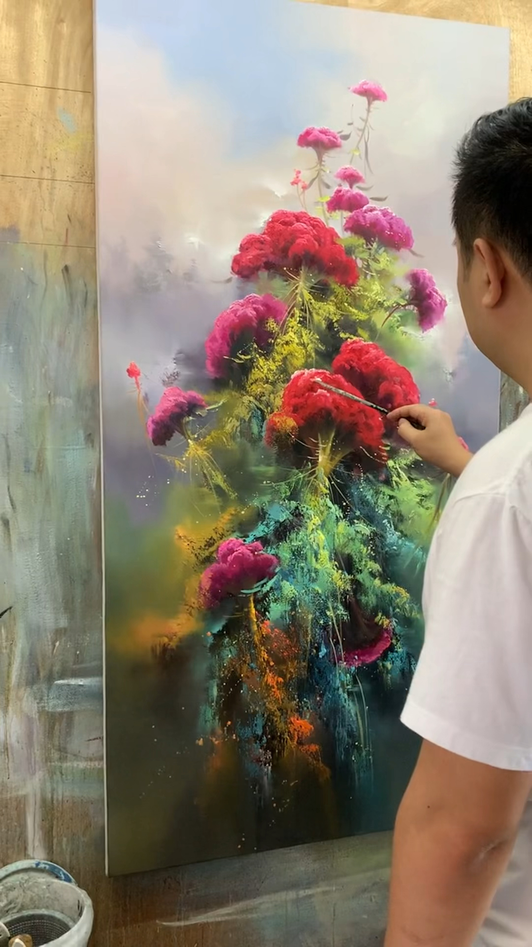 雪峰的鸡冠花油画作品,梦幻般的作品,太让我陶醉了!