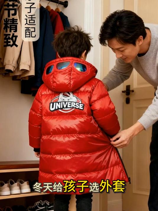 新款儿童羽绒服中小男童亮面免洗中长款加厚冬季洋气宝宝童装外套