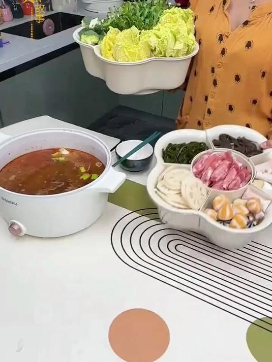 居家必备!火锅配菜旋转拼盘,收纳实用整洁不占地