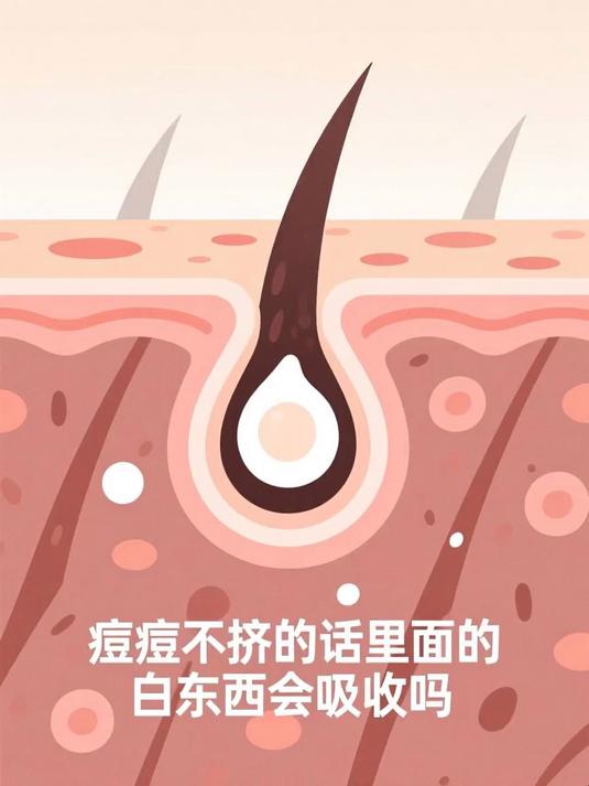 痘痘不挤的话里面的白东西会吸收吗