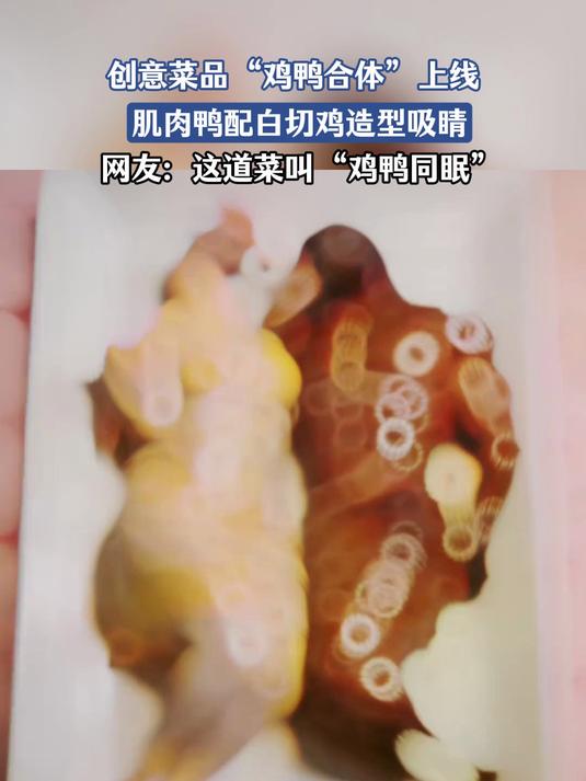 创意菜品 “鸡鸭合体” 上线，肌肉鸭配白切鸡造型吸睛，网友：这道菜叫 “鸡鸭同眠”？#花满