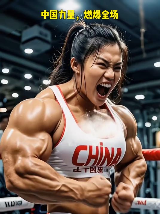 中国女拳手霸气庆祝,肌肉线条超震撼