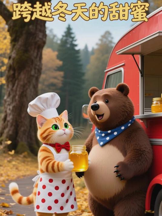 小厨喵餐车少儿动画,为冬眠前的熊先生,准备超长保质期蜂蜜罐