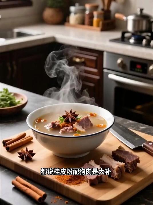 桂皮粉配狗肉，食之血热损命元