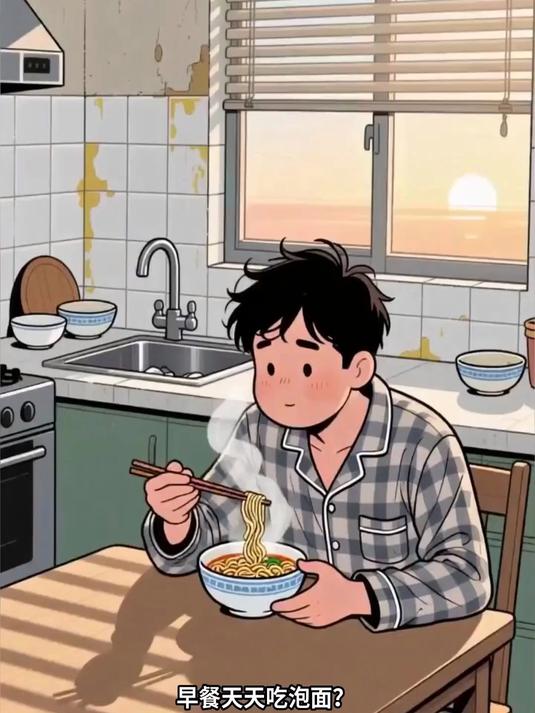 早餐长期吃泡面，营养缺失伤身体