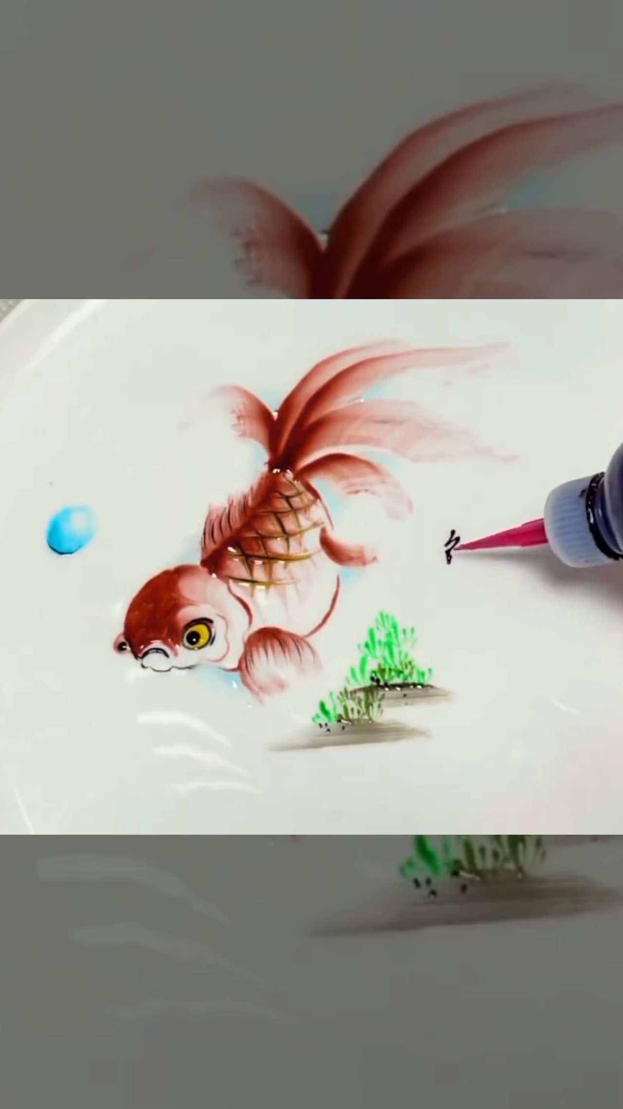 精美果盘画:年年有鱼