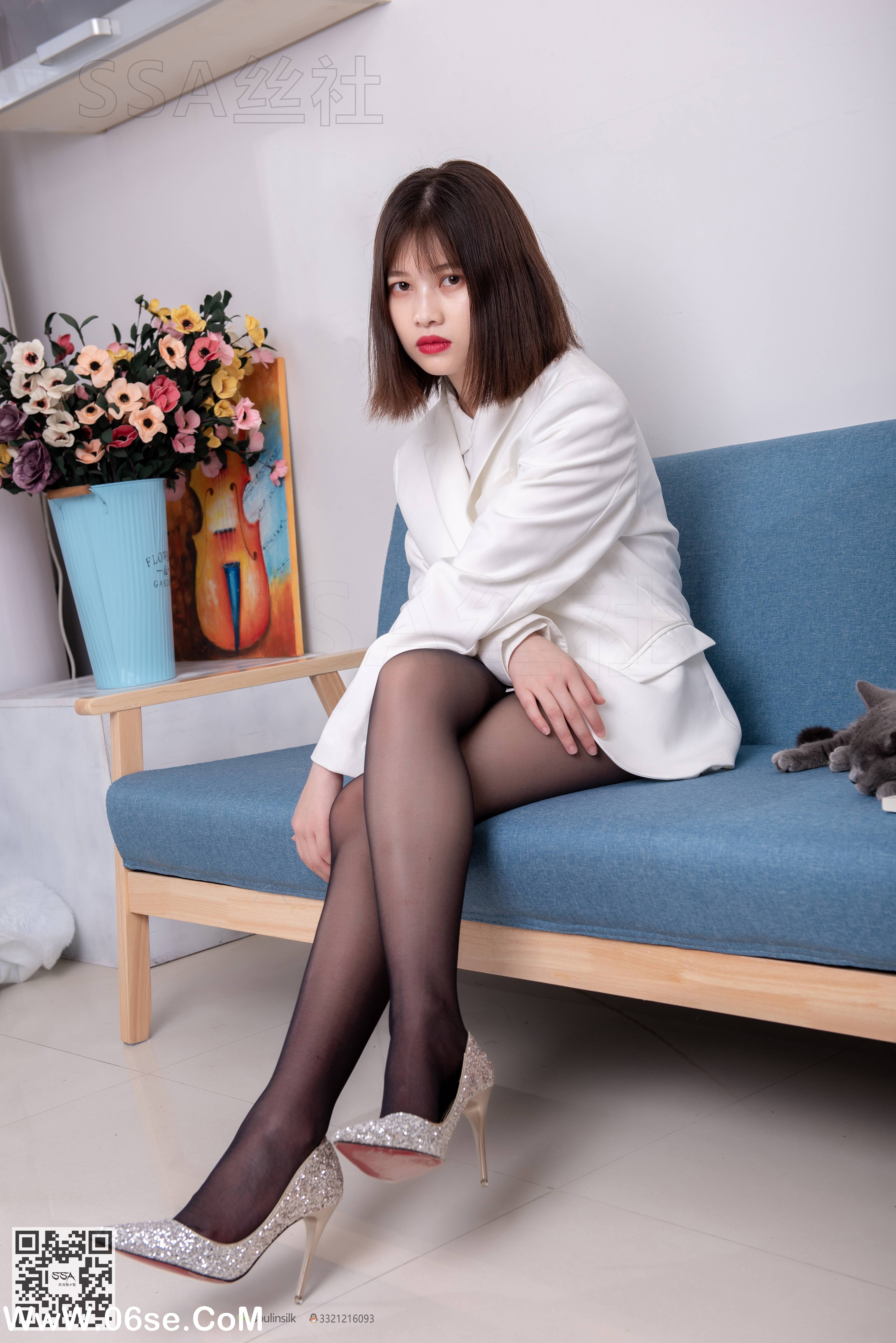 图片[10]-[SSA丝社] NO.119 穗子 腿模穗子白色西装（黑色星期五）[149P2.08G]-六色网
