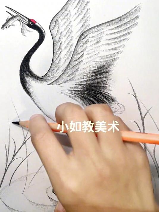 简单画仙鹤