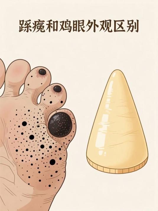 跖疣和鸡眼外观区别