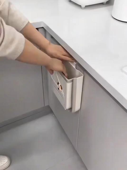 日式可折叠垃圾桶家用橱柜门壁挂式塑料袋挂架厨房收纳垃圾袋支架#好物推荐#