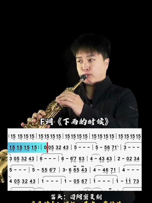 萨克斯一曲《下雨的时候》动态简谱