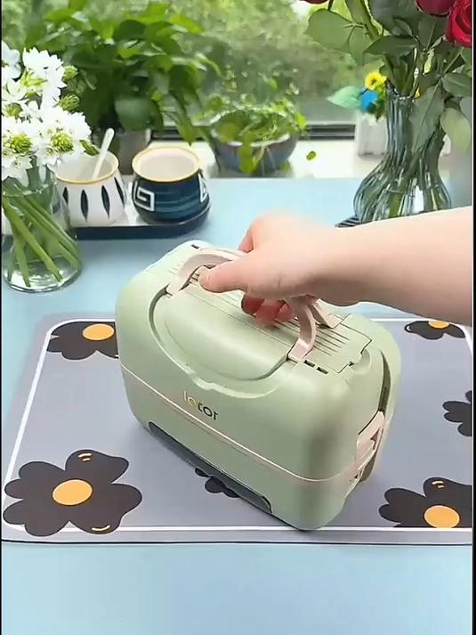 小浣熊加热饭盒太实用了不仅颜值很高能蒸能炖还能预约定时