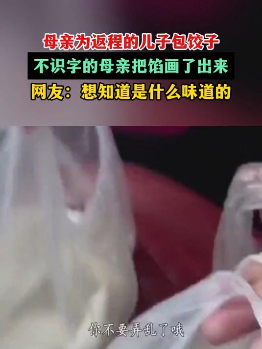 母亲为返程的儿子包饺子,不识字的母亲把馅画了出来!
