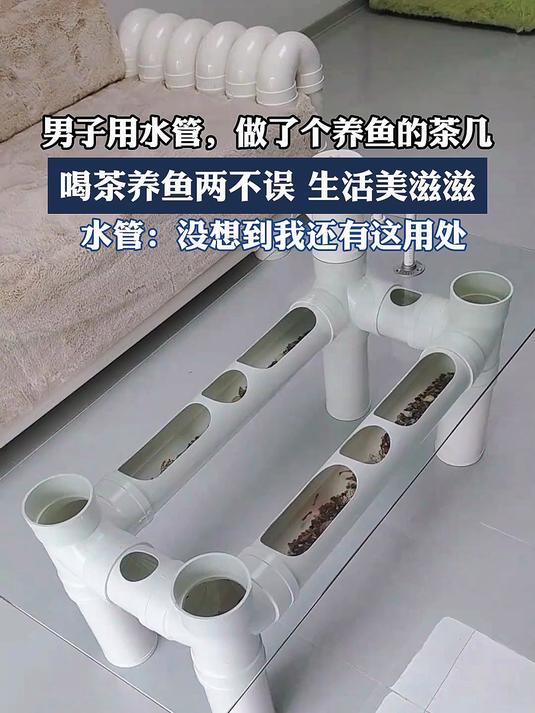 男子用水管,做了个养鱼的茶几,喝茶养鱼两不误 生活美滋滋