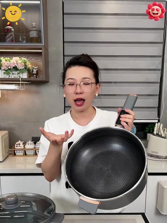 蜂窝无涂层！家用蒸煮一体 电火锅炒锅万能
