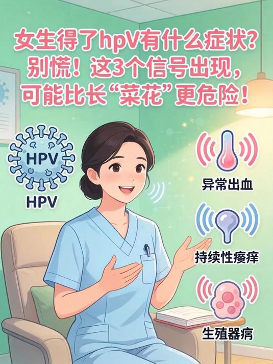 女生得了hpv有什么症状?别慌!这3个信号出现,可能比长“菜花”更危险!
