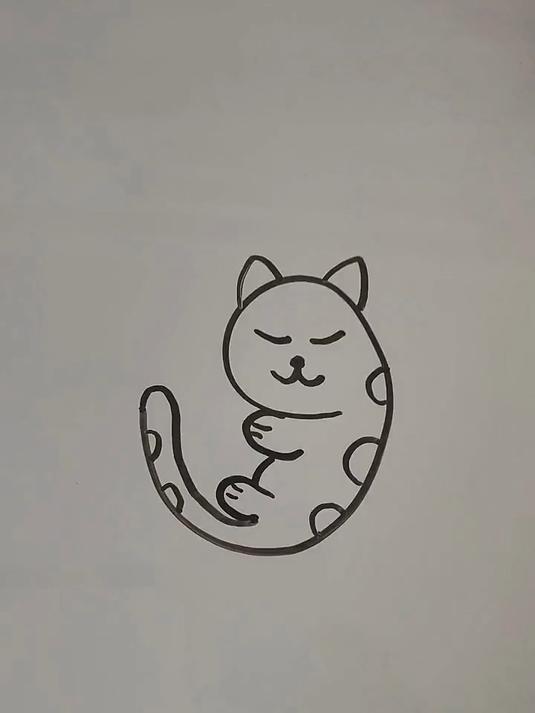 不会画猫系眼线的进,简笔画教程——用字母g画一只沉睡的小猫咪