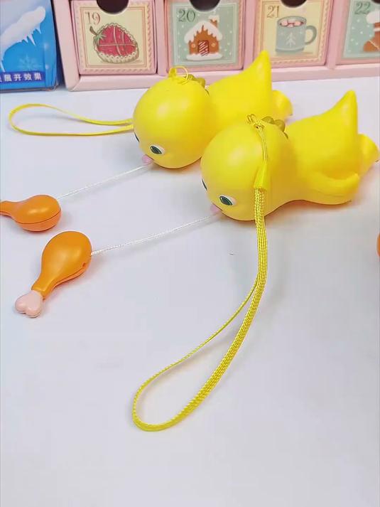 吃鸡腿拉线超萌卡通发条挂件!钥匙扣超可爱哒
