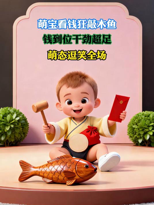 萌宝看钱狂敲木鱼