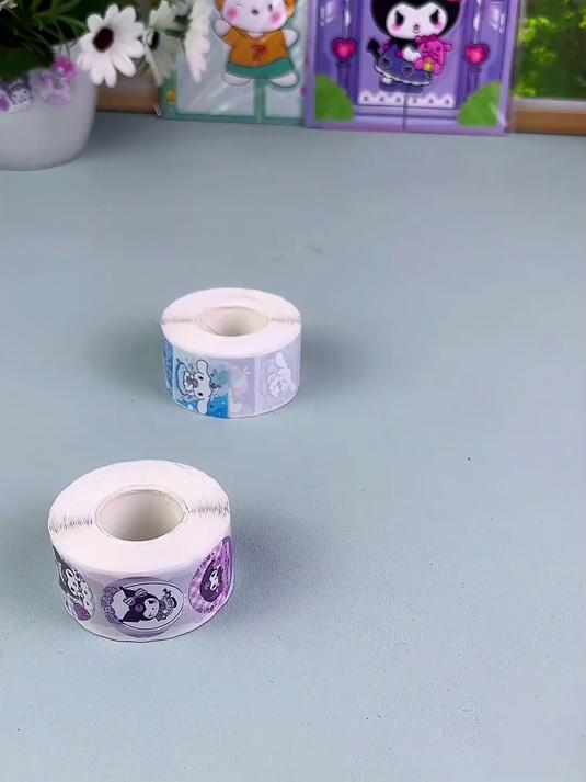 卡通凯蒂装饰卷贴!可爱卷卷贴,儿童 DIY 封口不干胶