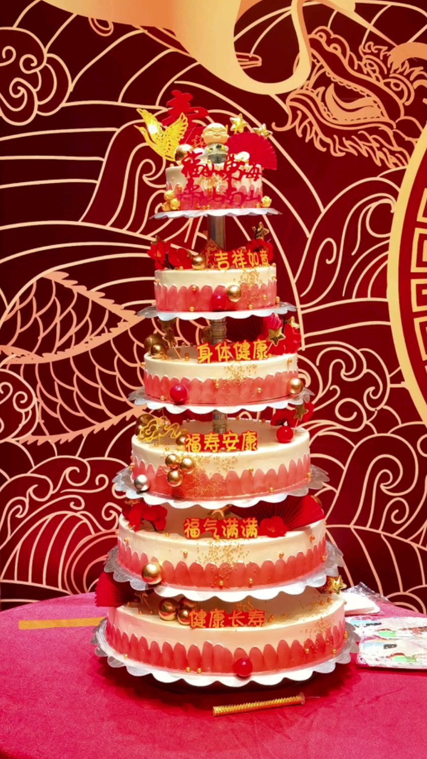 深圳定制6层祝寿宴会蛋糕丨米琪轩定制蛋糕