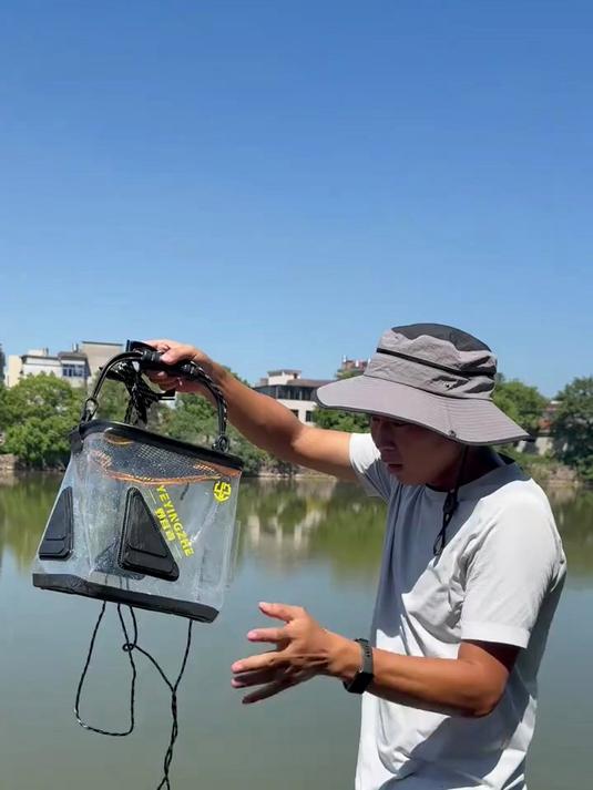 野营者透明打水桶，兼做鱼桶鱼护桶，钓鱼时取水装鱼超实用
