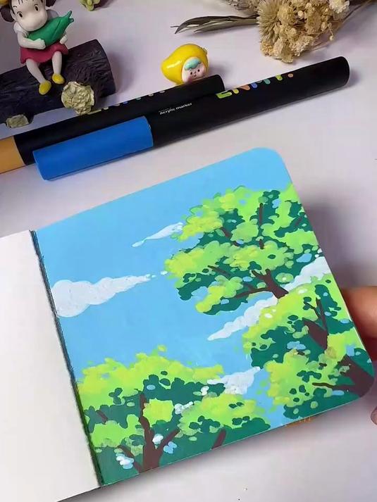 简单好学的画画教程|丙烯马克笔画风景小技巧