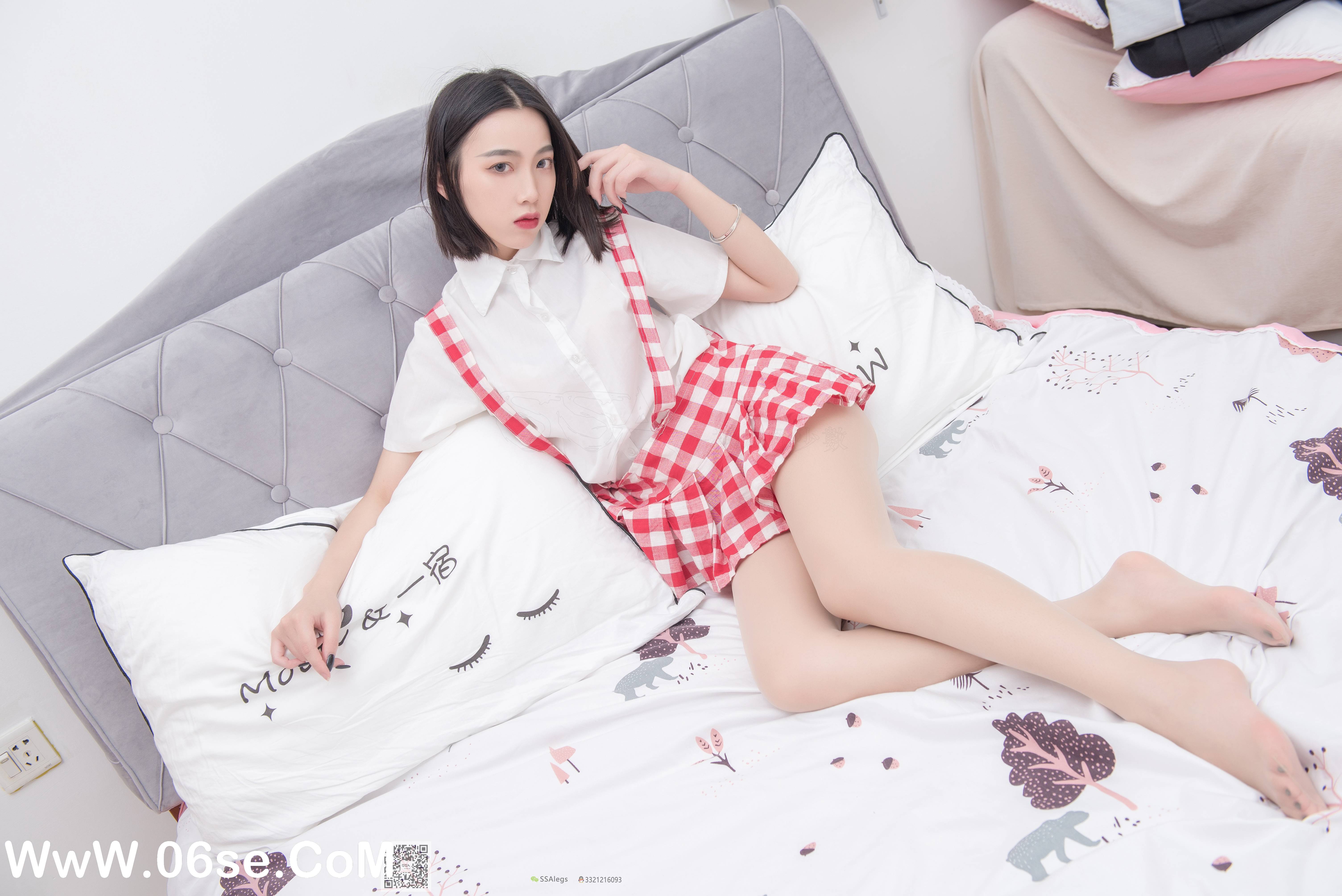 图片[5]-[SSA丝社] NO.033 大大 红白格子齐臀超短裙肉丝[99P809M]-六色网