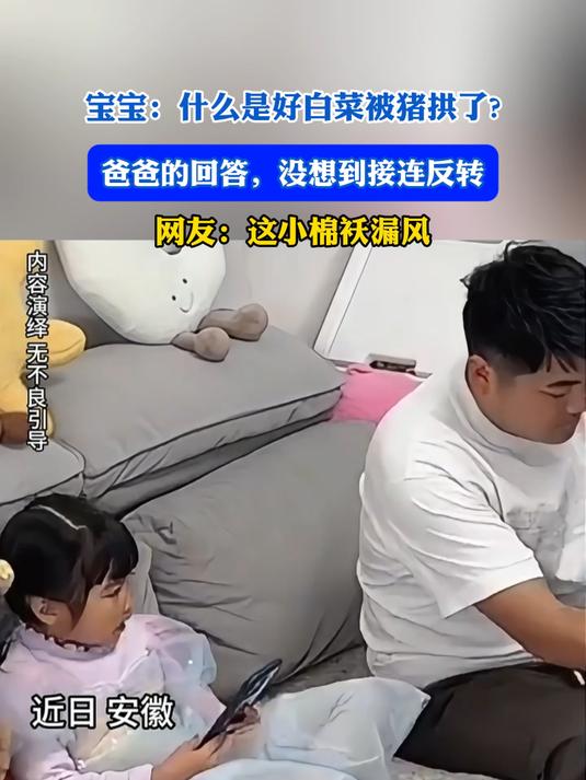 宝宝：什么是好白菜被猪拱了？爸爸的回答，没想到接连反转