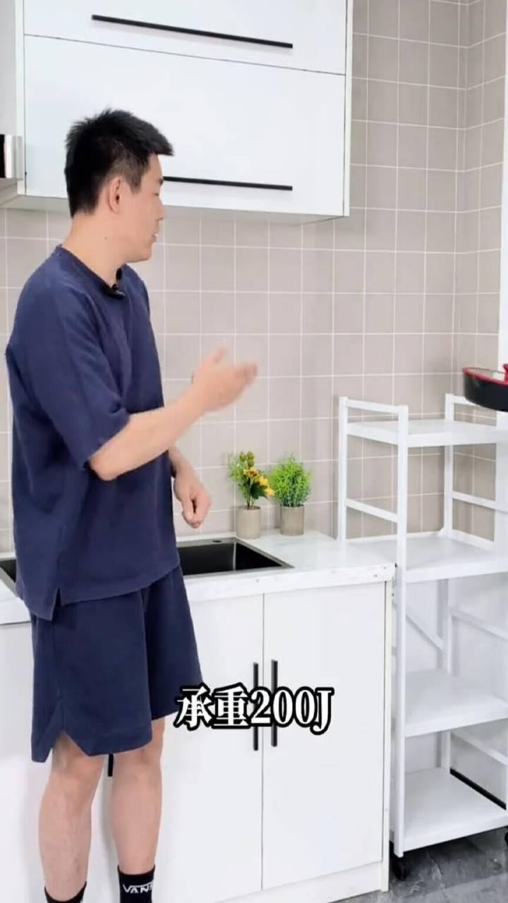 卡贝(cobbe)厨房置物架落地夹缝多层收纳锅架白色微波炉架厨房放菜架子