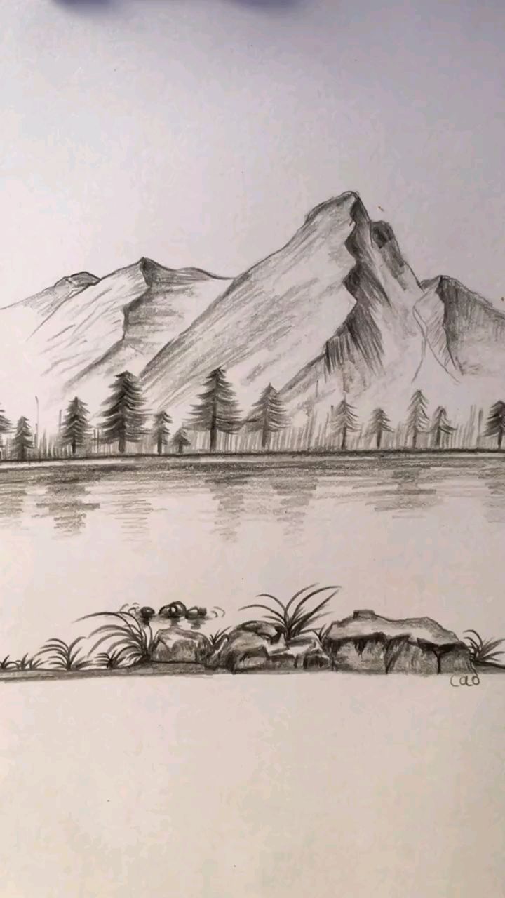 素描简笔画:教大家画远处的山