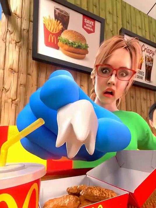 奇怪的知识增加了 她在她的麦当劳炸鸡块里发现了一颗牙齿